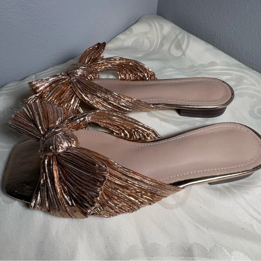 Journee Collection Metallic Bow Sandals
